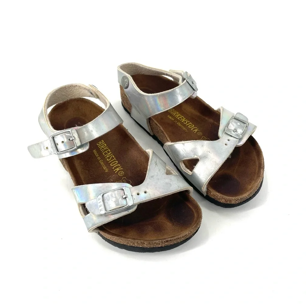 Birkenstock Silver Metallic Strappy Sandal